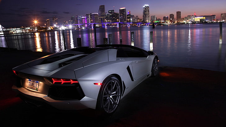 gray Lamborghini Abentador, car, speed, transportation, vehicle, HD wallpaper