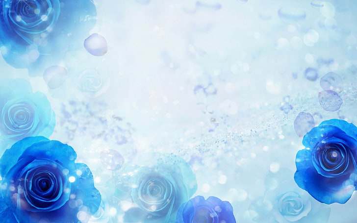 blue roses-Digital Art design HD Wallpaper, blue roses illustration
