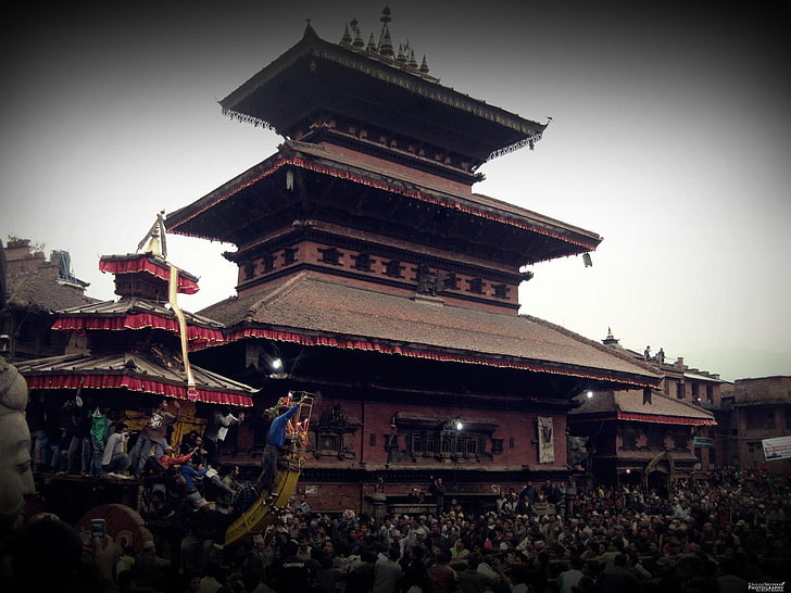 Nepal, festivals, culture, crowds, group of people, large group of people, HD wallpaper