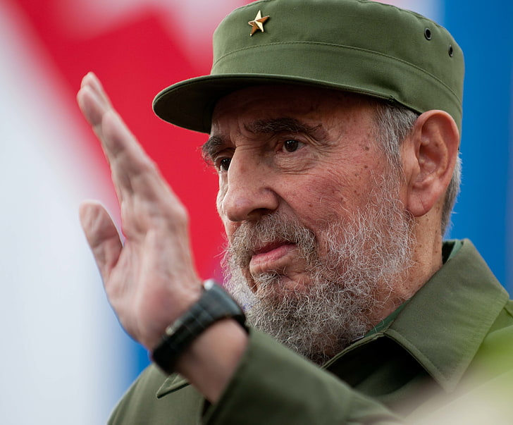 men's green military cap, Form, Cuba, The leader, Fidel, Castro