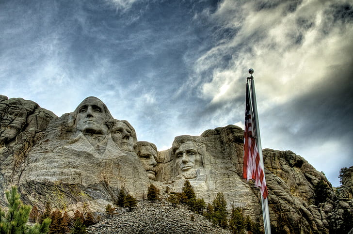 landmark Mount Rushmore photograph, Founding Fathers, HDR, south dakota, HD wallpaper