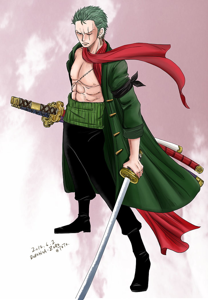 Roronoa Zoro of One Piece wallpaper, anime, adult, one person