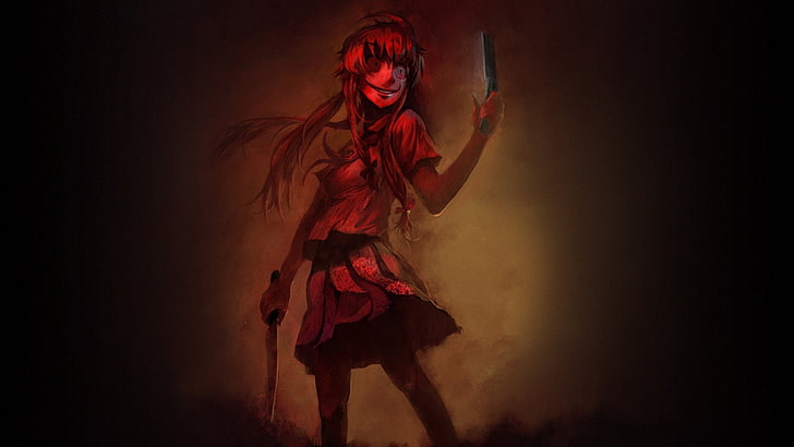 HD wallpaper: female anime character illustration, Mirai Nikki, Creepy,  Dark | Wallpaper Flare