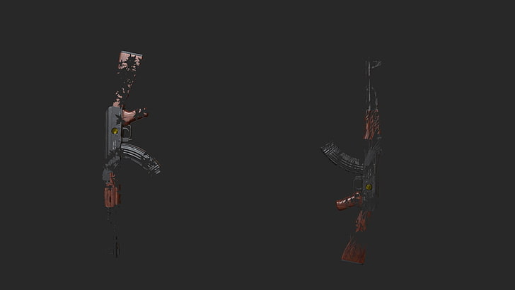 3D, weapon, studio shot, black background, indoors, holding, HD wallpaper