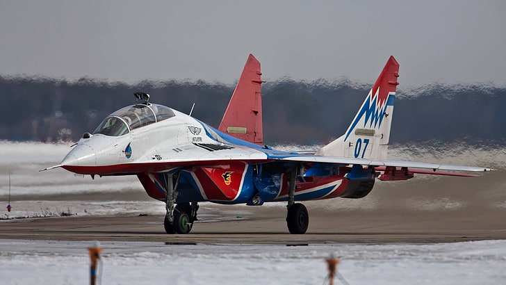 white and red airplane, army, mig-29, Fulcrum, Mig-29UB, military, HD wallpaper