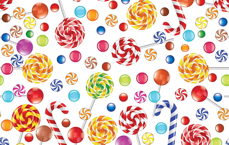 assorted candies wallpaper, the sweetness, texture, lollipops, HD wallpaper