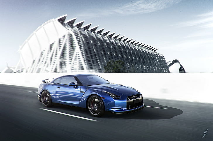 Nissan, GT-R, Sport, car, blue, front, road, Best s, HD wallpaper