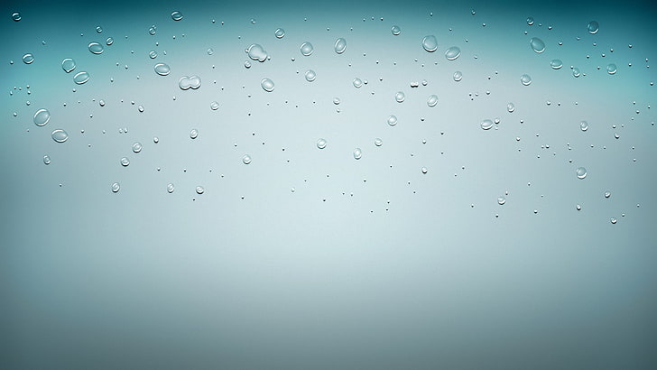 water drops, abstract, cyan, blue background, simple, artwork, HD wallpaper