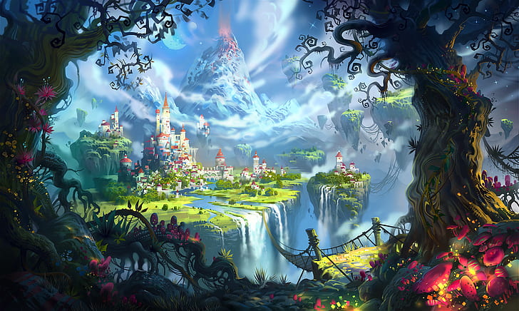 fantasy art, castle, The Wormworld Saga, fantasy city, Suicune