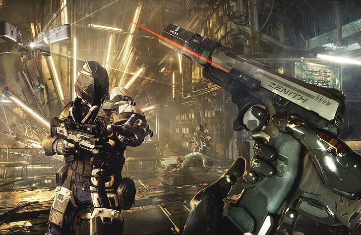 Deus Ex Mankind Divided screenshot, weapon, cyberpunk, science fiction, HD wallpaper