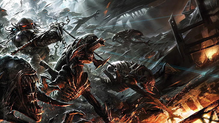 Alien vs Predator wallpaper, science fiction, Xenomorph, Predator (movie)