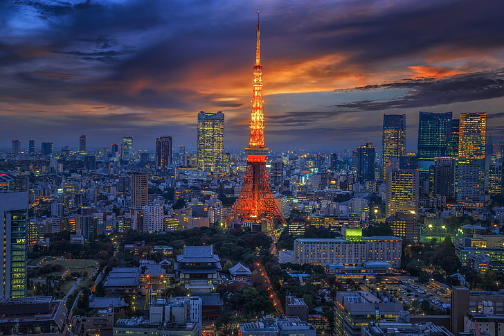 Tokyo Tower, Japan, city, architecture, built structure, building exterior, HD wallpaper