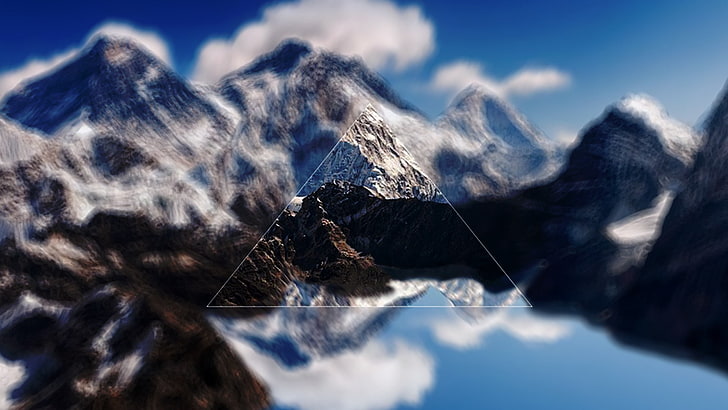 landscape, digital art, triangle, Mount Everest, Himalayas