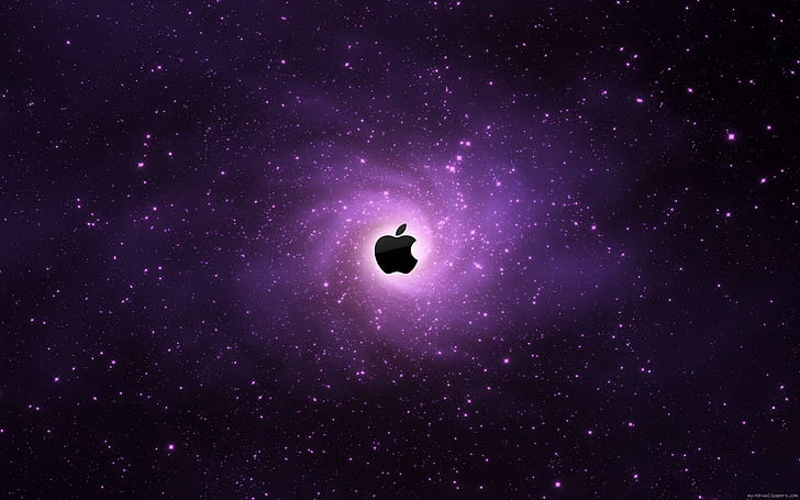 Apple vortex, apple logo, space, star, night, brand