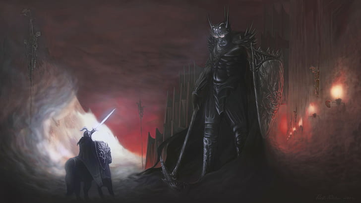 Knight Giant Drawing Medieval Morgoth Fingolfin HD, fantasy, HD wallpaper