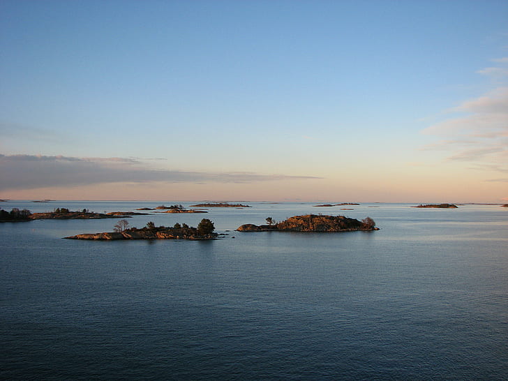 two isle surrounded by body of water, Stockholm_archipelago, Sweden, HD wallpaper
