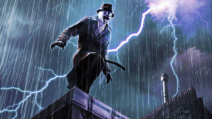 Watchmen Rorschach Rain Lightning HD, movies, HD wallpaper