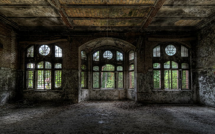 urbex, HDR, abandoned, window, indoors, ruin, house, room, architecture