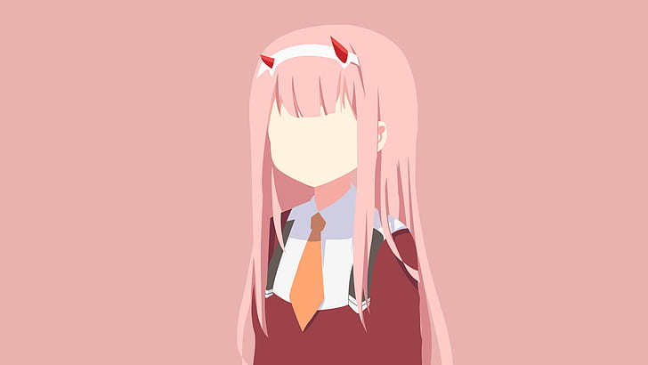 minimalism, Zero Two (Darling in the FranXX), pink hair, anime