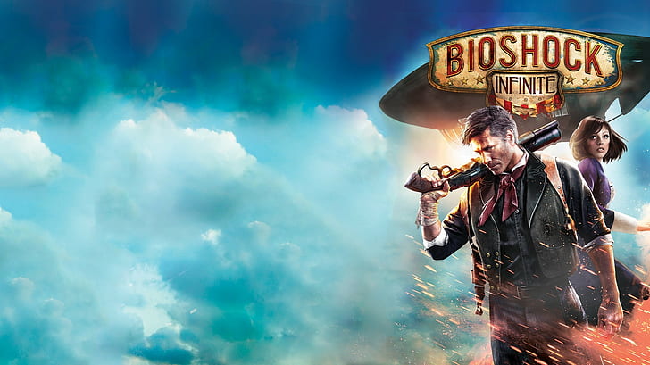 BioShock Infinite, video games, sky, cloud - sky, men, people