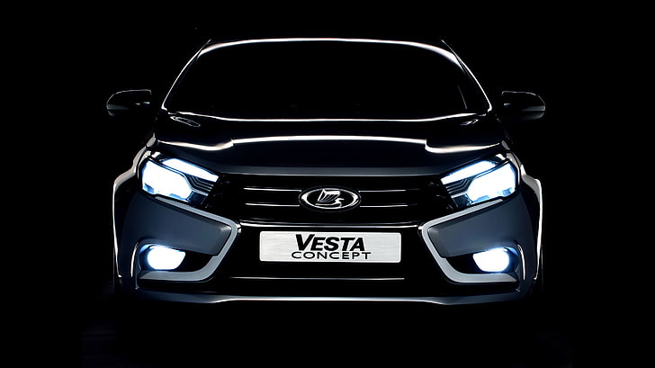 Concept, the concept, black background, Lada, Vesta