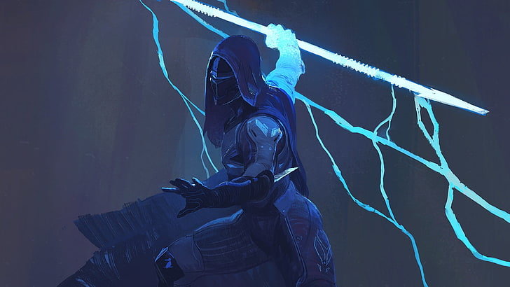 person holding spear illustration, video games, Destiny 2 , hunter