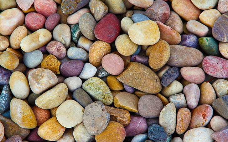 Many stones, colorful pebbles, HD wallpaper