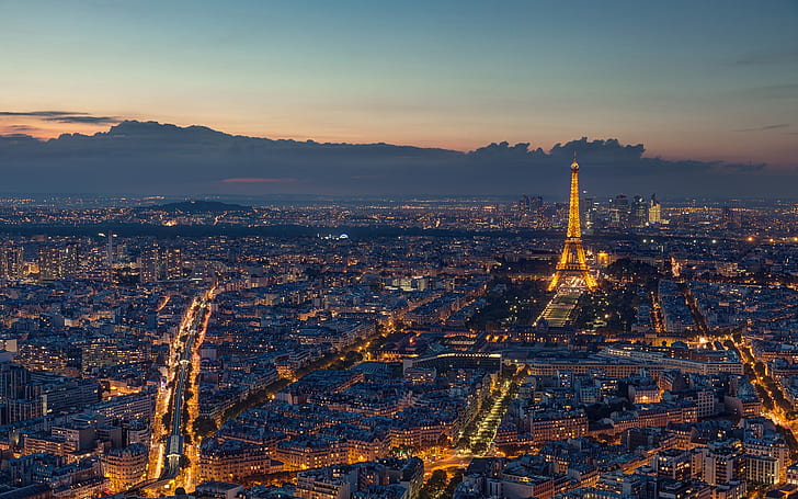 Paris, France, beautiful night, Eiffel Tower, city, evening, lights, HD wallpaper