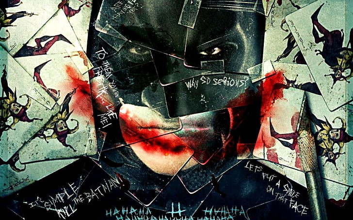 Batman wallpaper, The Dark Knight, artwork, Joker, close-up, no people, HD wallpaper