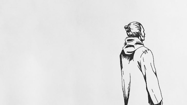 sketch of man, Radiohead, Thom Yorke, musician, simple background