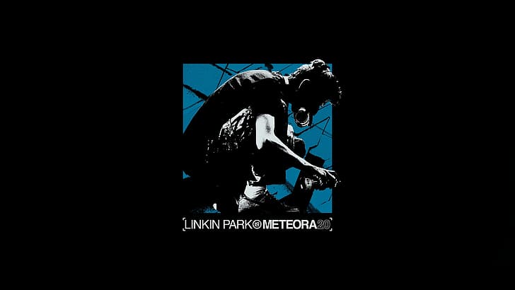 Linkin Park, Meteora, black, blue, stencil, rock bands