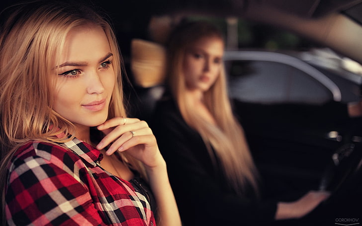 Alla Emelyanova, Alena Emelyanova, twins, blonde, model, Ivan Gorokhov, HD wallpaper