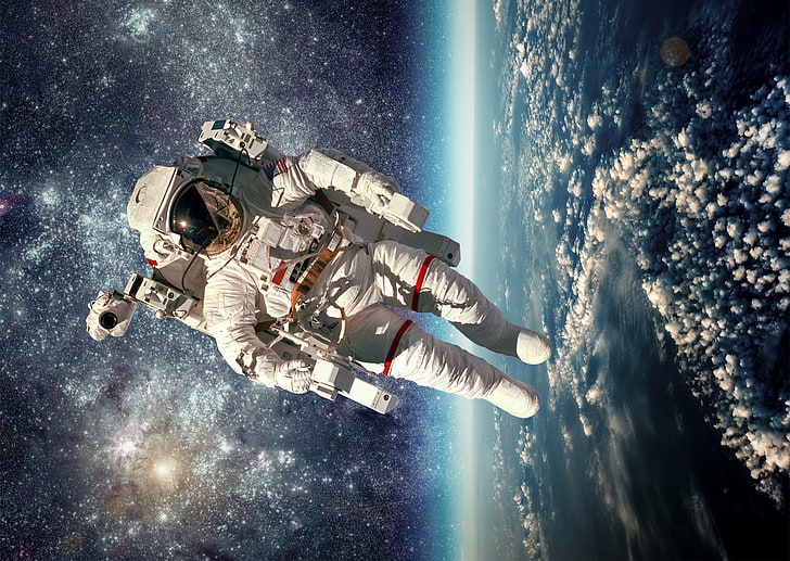 sci fi, artwork, space, Astronaut, spaceship, technics, planet, HD wallpaper