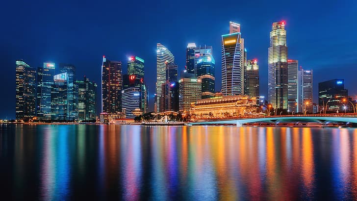 HD wallpaper: bridge, building, home, Singapore, night city, skyscrapers |  Wallpaper Flare