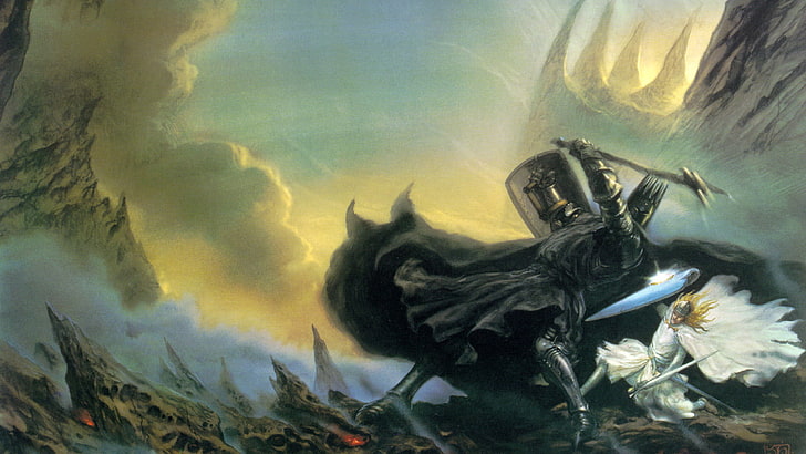 J. R. R. Tolkien, The Silmarillion, Morgoth, fantasy art, John Howe, HD wallpaper