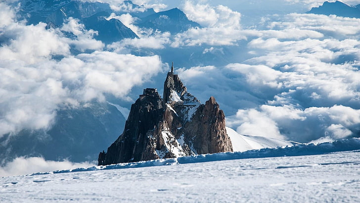 summit, europe, mont blanc, france, ridge, aiguille du midi, HD wallpaper