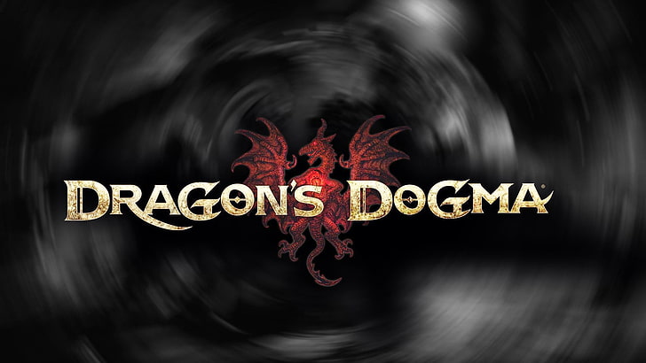 Dragon's Dogma digital wallpaper, dragons dogma, name, font, background