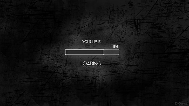 Your Life is loading text, black, minimalism, humor, simple background