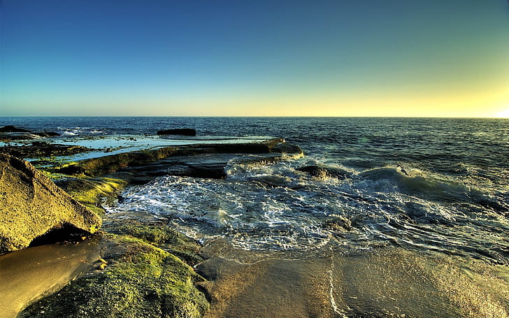 Superb Sea View, rocks, stones, landscape, background, summer HD wallpaper