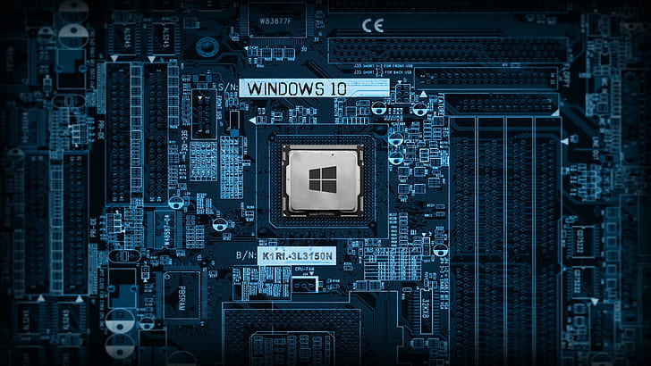 desktop, windows logo, blue, processor, technology, windows 10 HD wallpaper