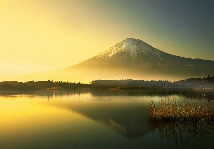 Download wallpapers Mount Fuji evening sunset mountain landscape red  leaves Fujisan stratovolcano Japan for desktop free Pictures for  desktop free
