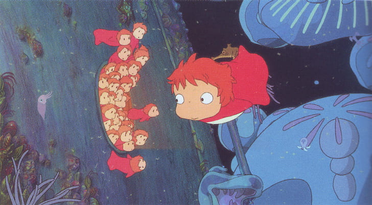 Spent a lot of time making this dual monitor Ponyo desktop wallpaper Tried  finding it online and no one had made one yet of this scene I thought the  people of this