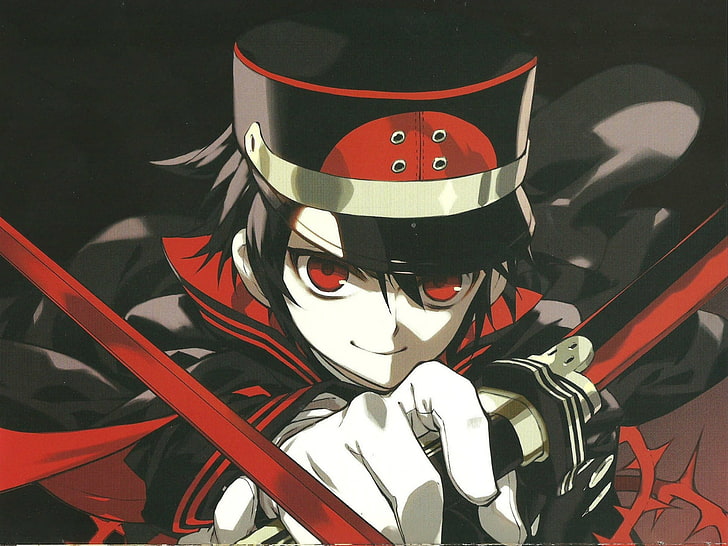 male anime character with swords illustration, katana, cloak
