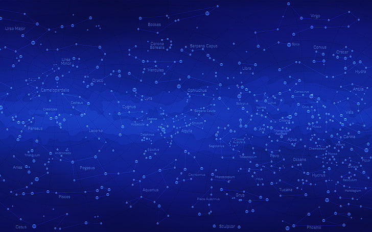 blue constellation illustration, the sky, map, abstract, technology, HD wallpaper