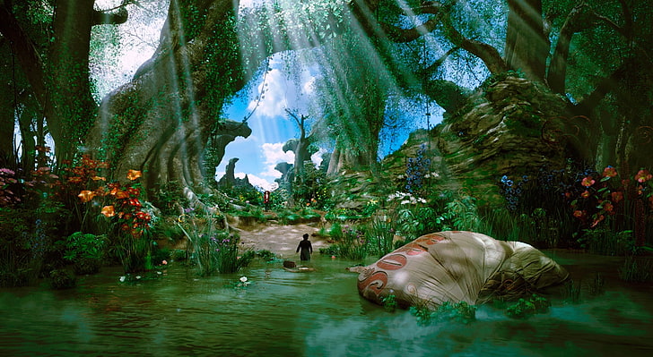 Oz The Great and Powerful Film, body of water and trees wallpaper