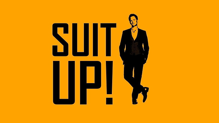 yellow background with suit up! text overlay, Neil Patrick Harris