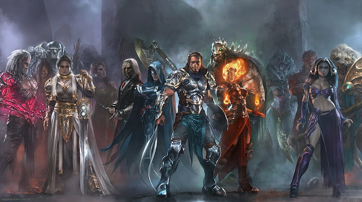 PC game digital wallpaper, weapons, heroes, warriors, mages, Garruk