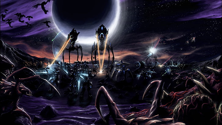 aliens digital wallpaper, apocalyptic, Starcraft II, Protoss