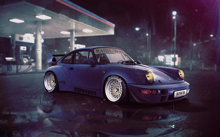 Porsche, vehicle, car, blue cars, Porsche 911 RWB, HD wallpaper