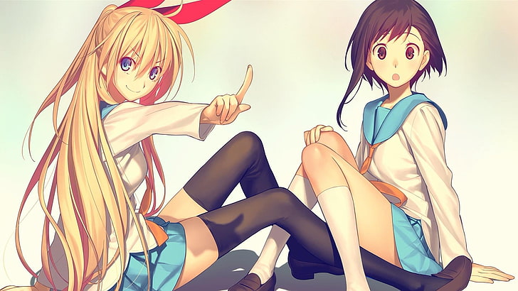 anime, Anime Girls, artwork, Kirisaki Chitoge, Nisekoi, Onodera Kosaki, HD wallpaper